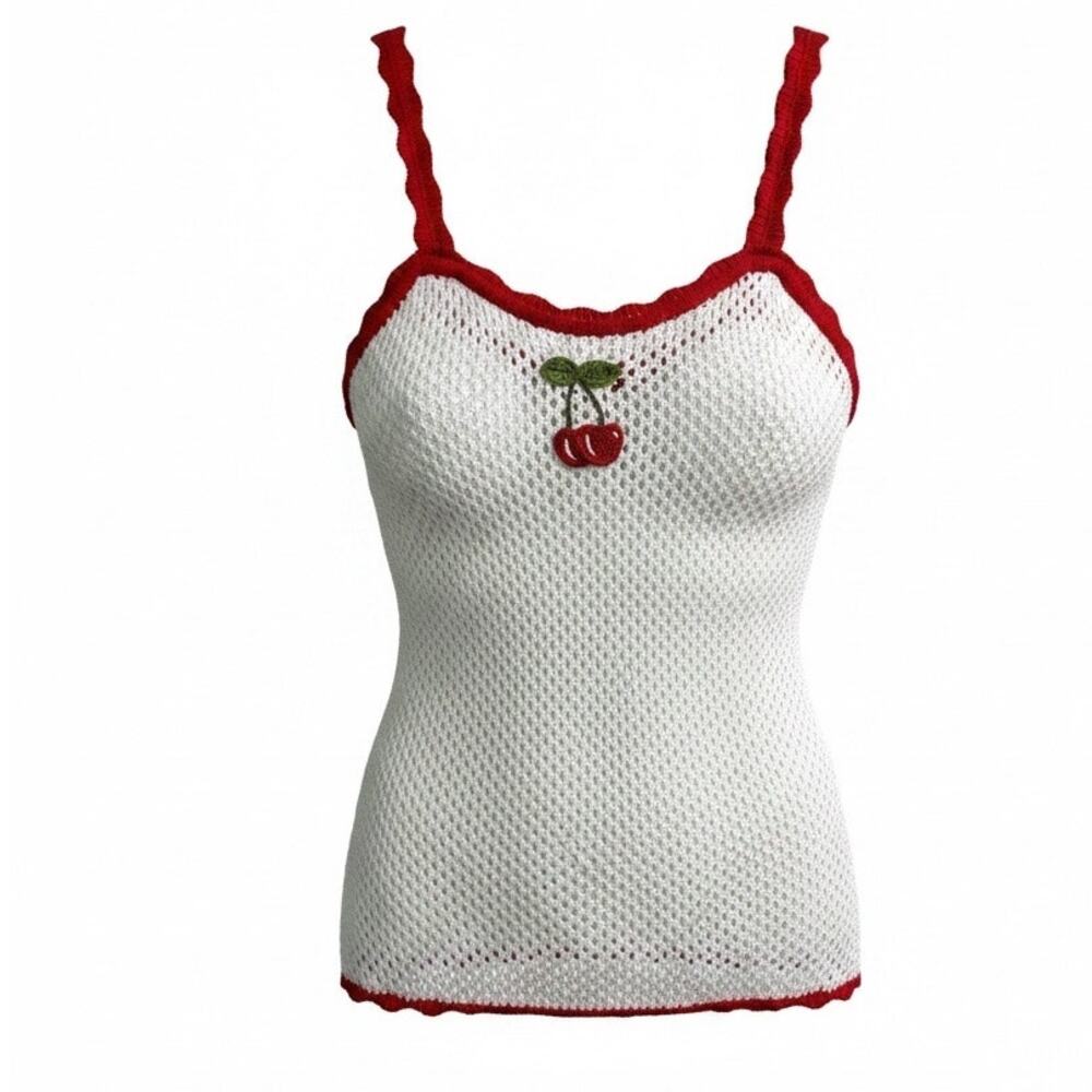 WAYF x Styled by Coco Crochet Cherry Tank - Y2K 90s - Size S